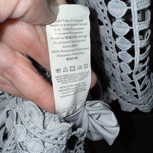 Misguided NWT High Neck Structured Lace Midi Dress Grey Sz 10 Body Con Cutout - Picture 16 of 16